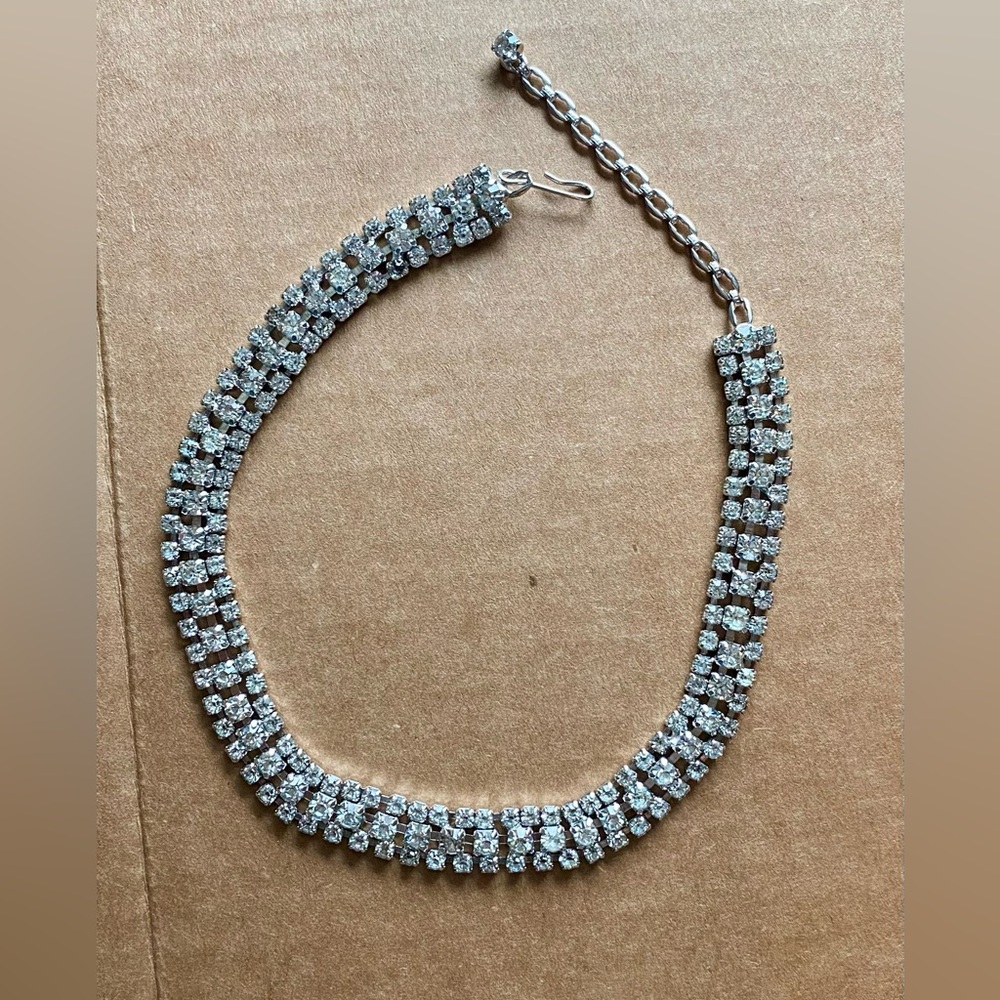 Silver Tone CZ Necklace Choker